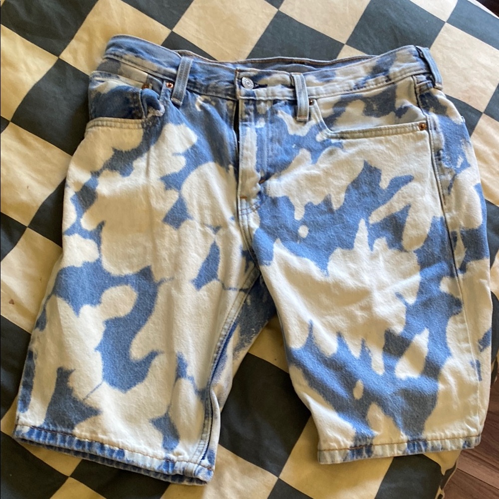 Levi's Blue and White Patterned Jean Shorts